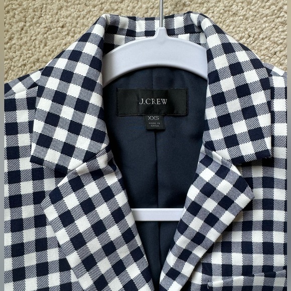 NWOT J.Crew Navy Gingham Checkered Blazer - Picture 2 of 7
